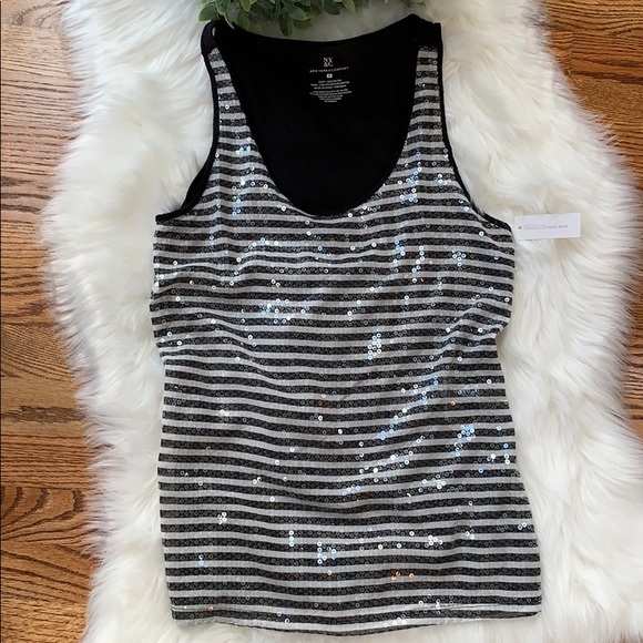NY Company Black Stripe Blouse